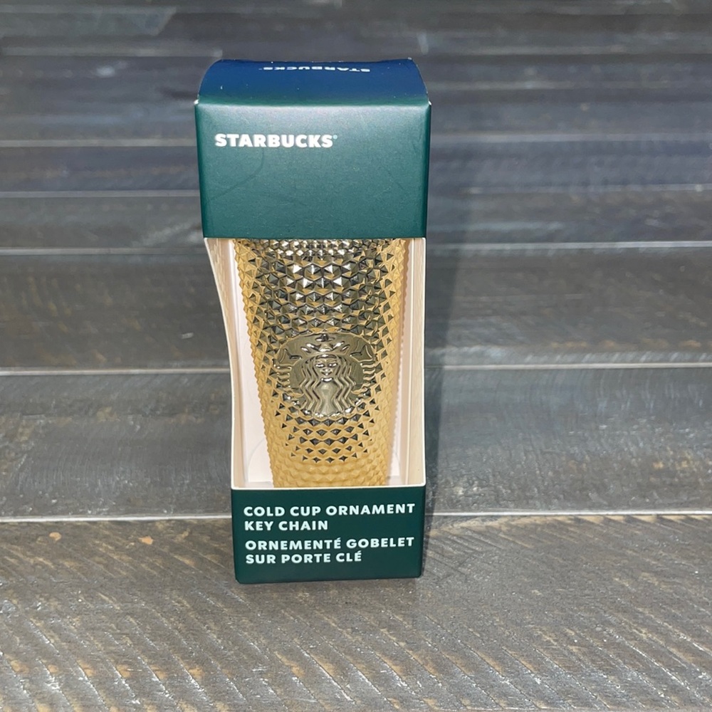 Starbucks 2022 Holiday Gold Chrome Key Chain Ornament